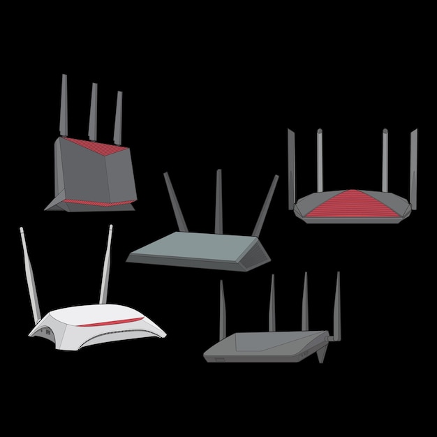 set of router vector art vector art isolated on black background for coloring book