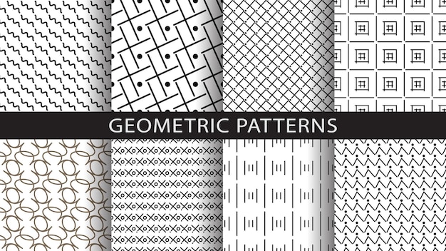 Set of seamless linear geometric patterns