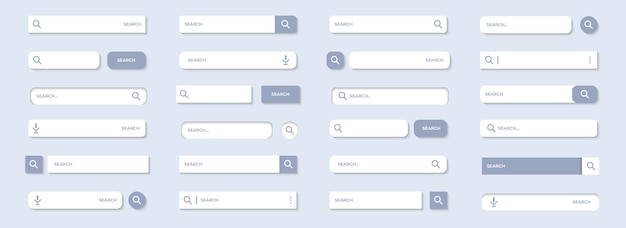 Set of search bar with shadow Search bar button collection