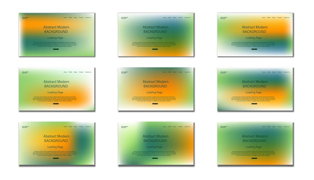 Set of Sign Up and Sign In forms in mesh gradient color green and yellow gradient uiux loading page