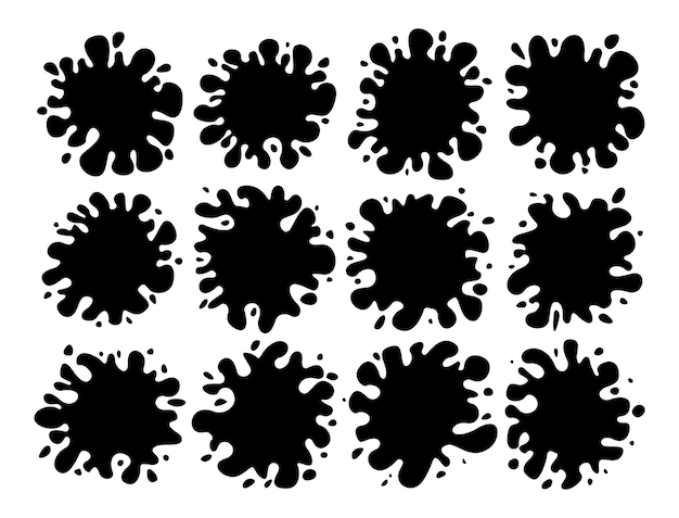 Set of silhouette water splash border logo