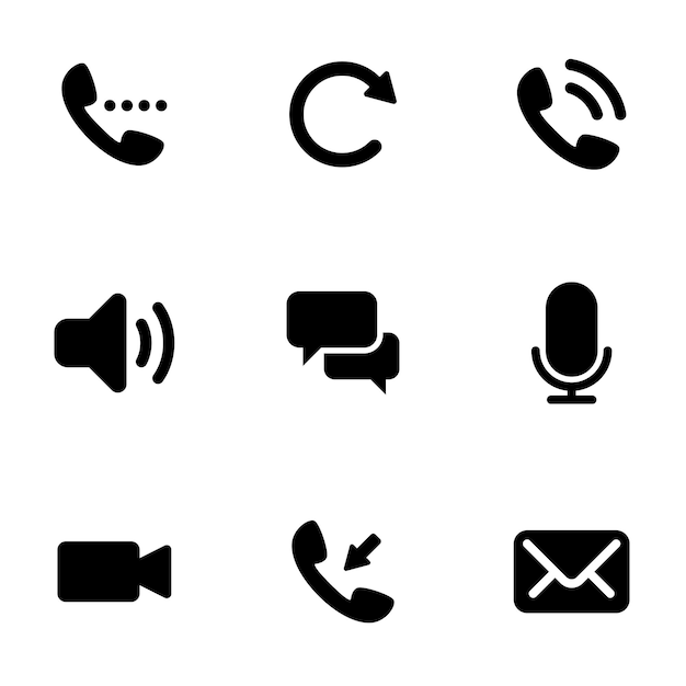 Set of simple icons on a theme phone call