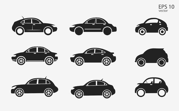 set of simple vector icons for cars of different classes