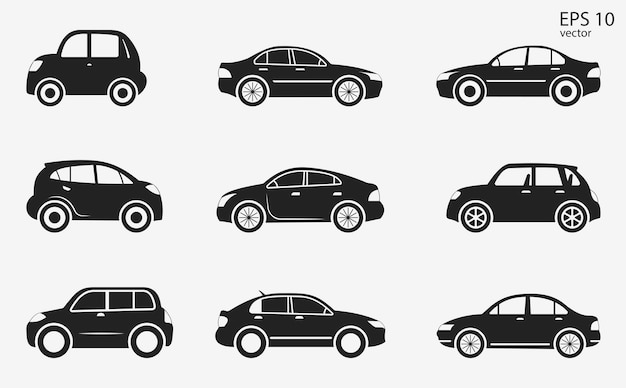 set of simple vector icons for cars of different classes