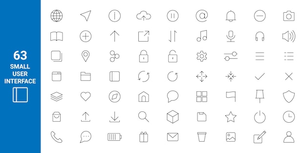 Set of small user interface Line Editable Icons set Editable stroke for Web Page Mobile App UI UX and GUI design