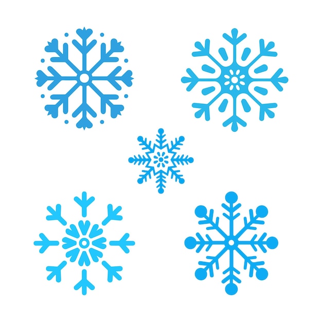 set of snow icons vector illustration in flat style