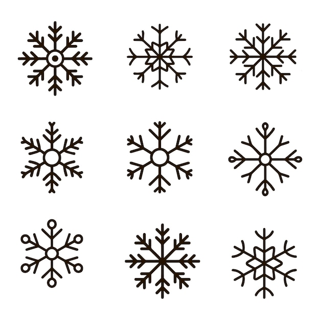 Set of snowflakes icons on a white background Vector illustration design elements for winter