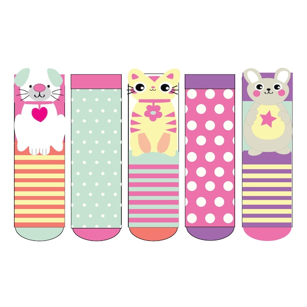 Set of socks pattern. illustrations isolate sock with colored pattern