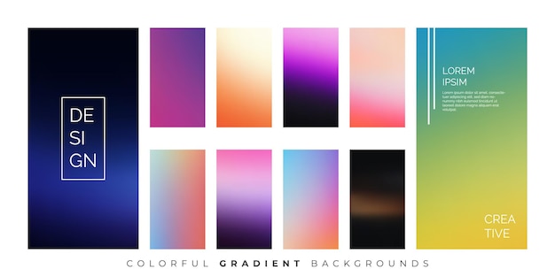 Set of Soft Gradient Designs for Mobile App Interfaces