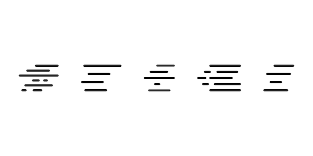 Set of speed lines vector icons Fast motion effect Black horizontal action lines