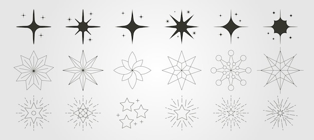 set of stars vector symbol illustration design abstract stars line art bundle illustration design