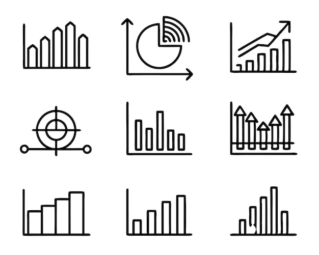 set of statistics icon illustration business chart graph statistics data finance investment