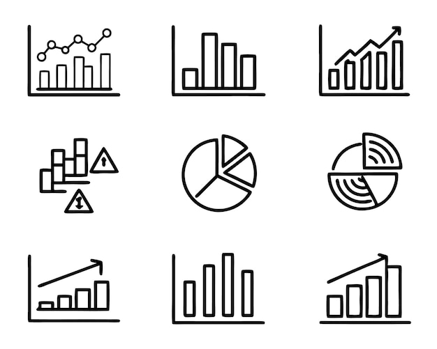 set of statistics icon illustration business chart graph statistics data finance investment