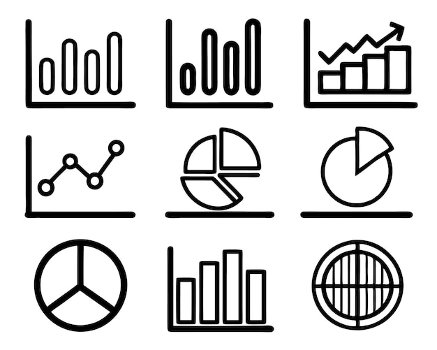 set of statistics icon illustration business chart graph statistics data finance investment