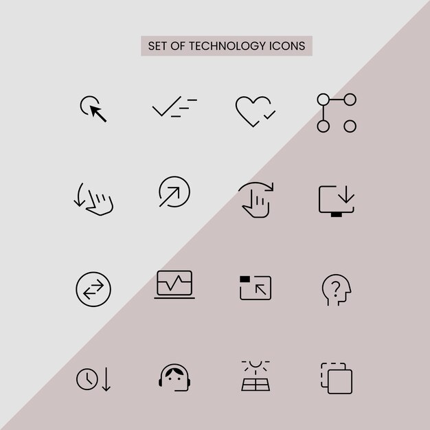 Set of Technology Icons for User Interface Design and Digital Applications