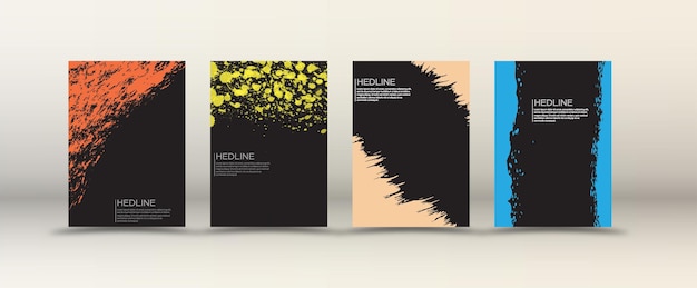 Set of templates for banners posters or covers with ink blots Creative style for creative design