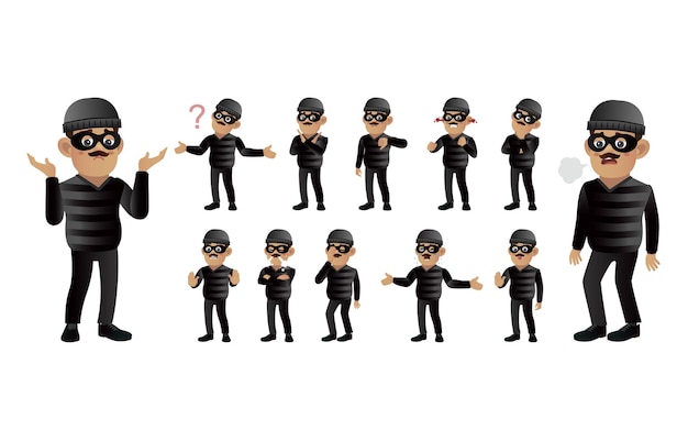 Set of thief with different emotion