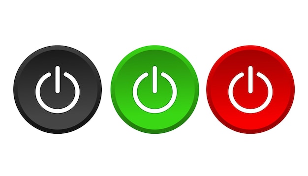 set of three colored round buttons