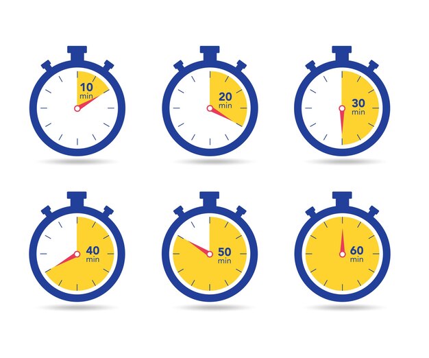 Set of timer and Stopwatch icons Countdown symbol stock illustration