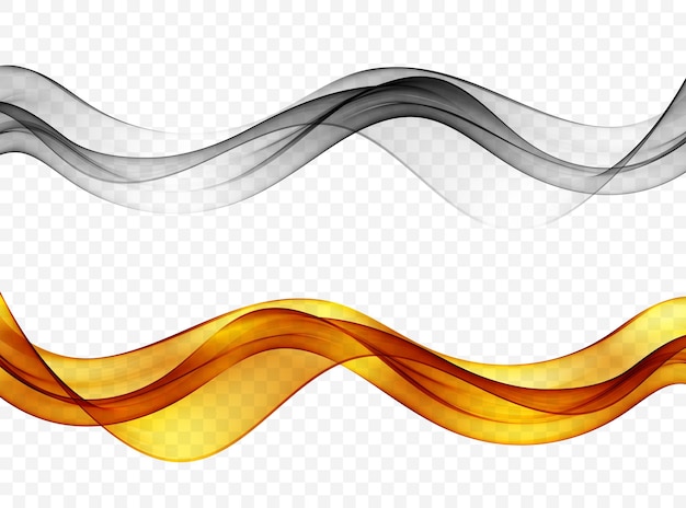 Set of transparent waves Gold and silver wave Abstract wave background