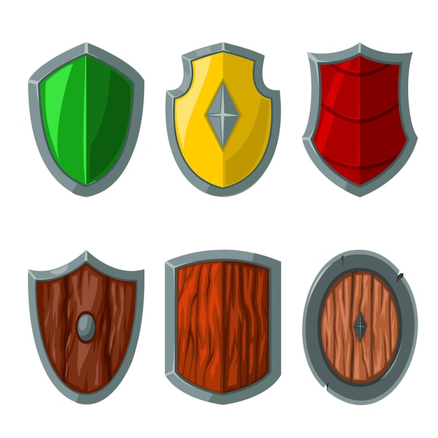 Set of various security shield item in game