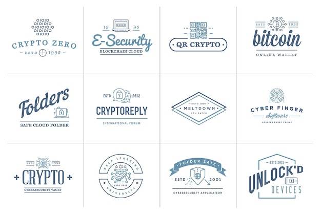 set of vector cyber security identity badges and signs can be used as logotype