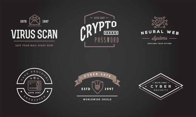 Set of Vector Cyber Security Identity Badges and Signs Can be used as Logotype