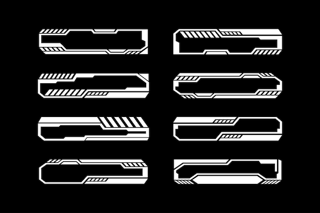 Set of vector graphic line banners Geometric line art frames elements