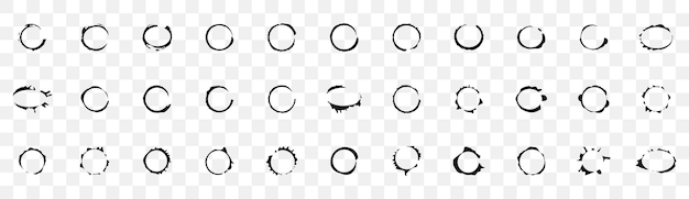Set of vector grunge circle brush strokes