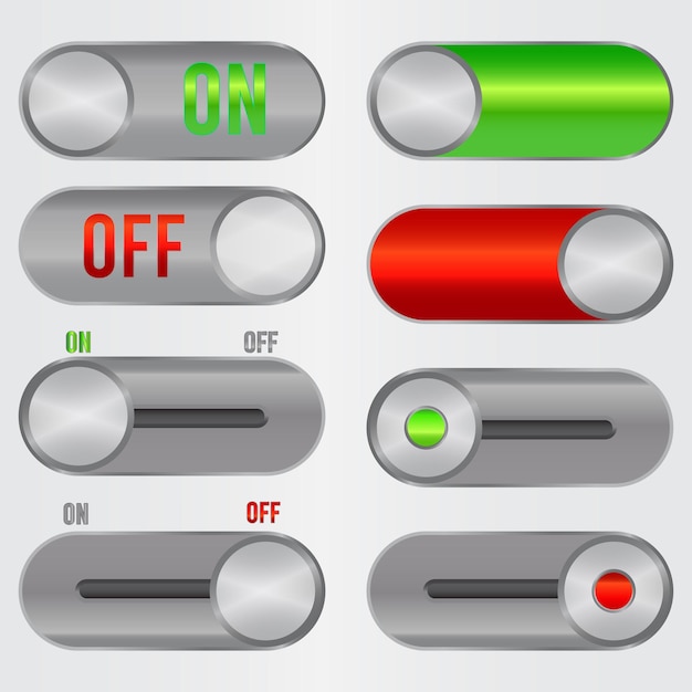 Set of vector on and off switches