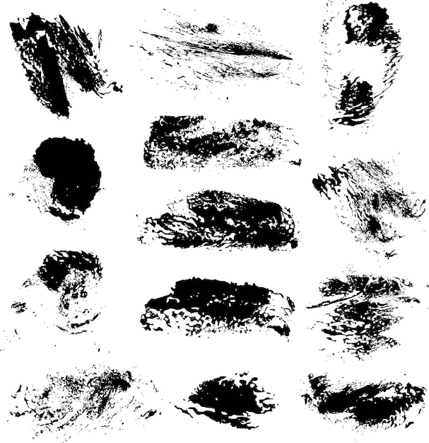 set of vector rough imprints smears black paint on a white background 1