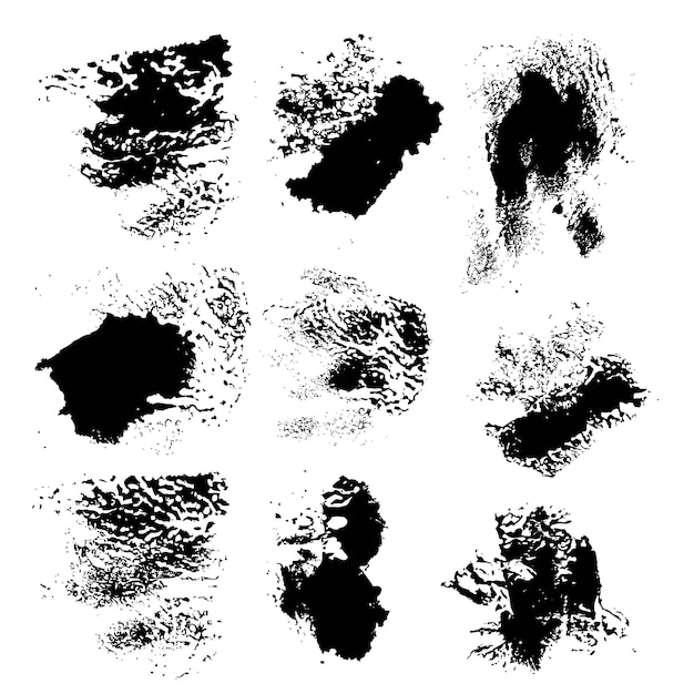 set of vector rough imprints smears black paint on a white background 1