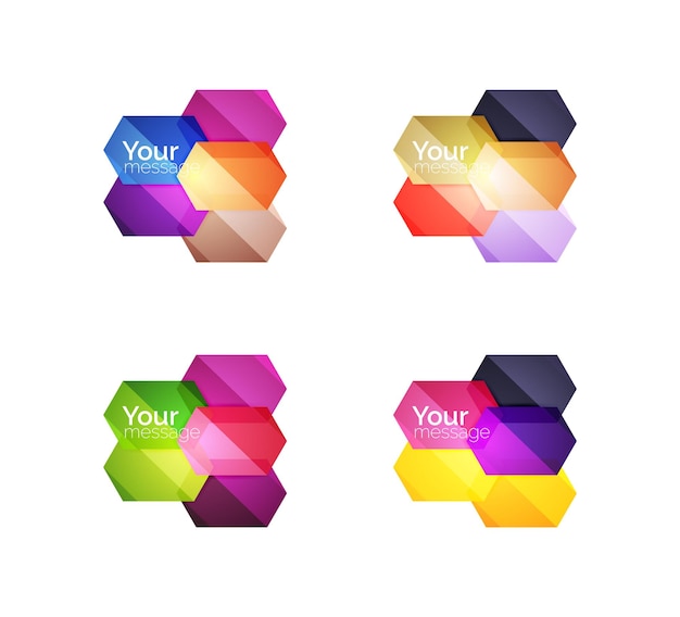 Set of vector shiny blank boxes for your content Abstract geometric elements suitable for text or infographics