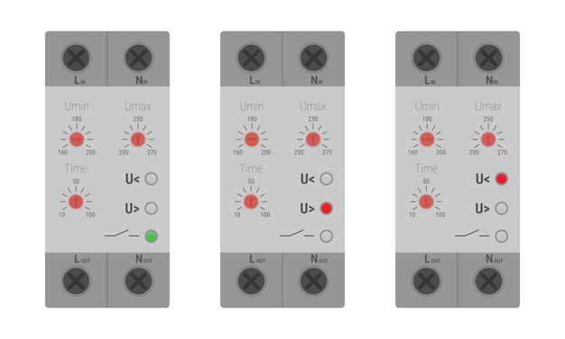 set of voltage monitoring relays in normal overvoltage and undervoltage statuses