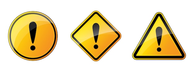 Set of warning signs. Danger isolated.  illustration. Exclamation point