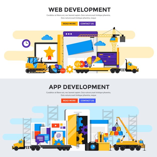Set of web and app development