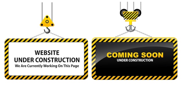 set of website under construction isolated or 404 error page connection or website under maintenance