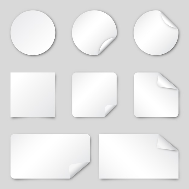 Set of white paper stickers.  illustration