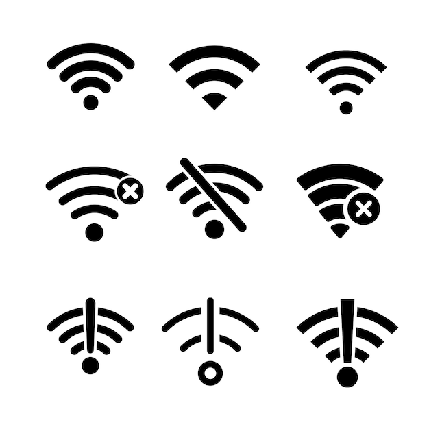 Set of Wifi Icons Connectivity and Signal Strength Indicators