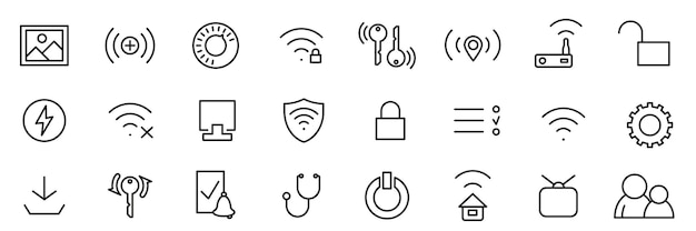Set of WiFi router icons Collection of symbols in trendy flat and isolated style