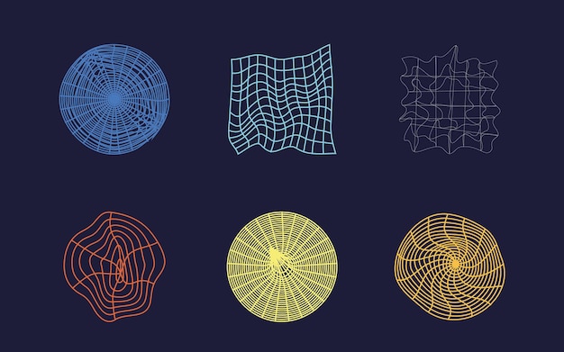 set of y2k style vectors of objects large set of retro objects for design modern abstract forms