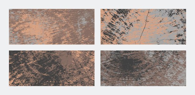 Set or rusty grunge texture horizontal banner backgrounds Abstract colored grungy patterns