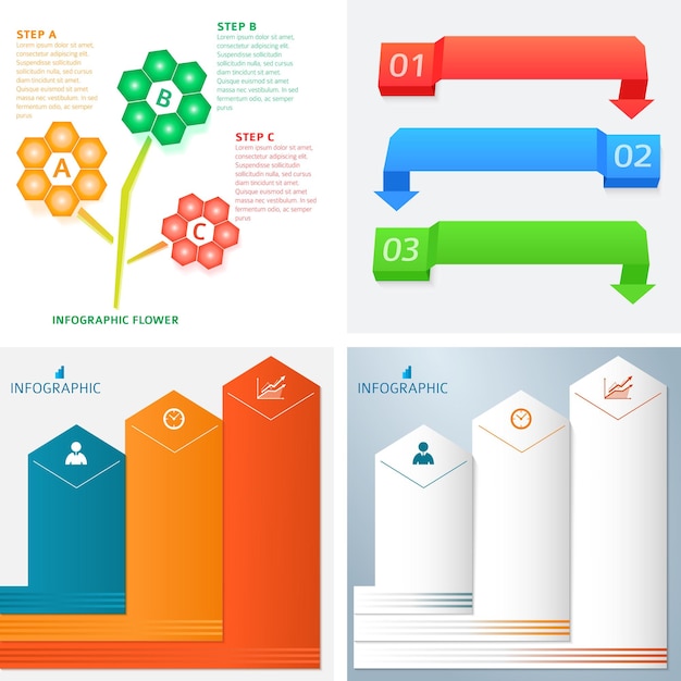 set template infographics flyer brochure design element20