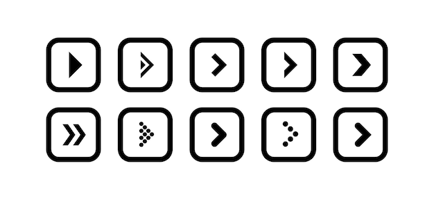 Set the vector for the black arrow icon in the shape of a rounded square