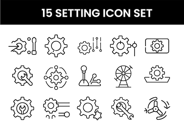 Settings illustration icon set vector