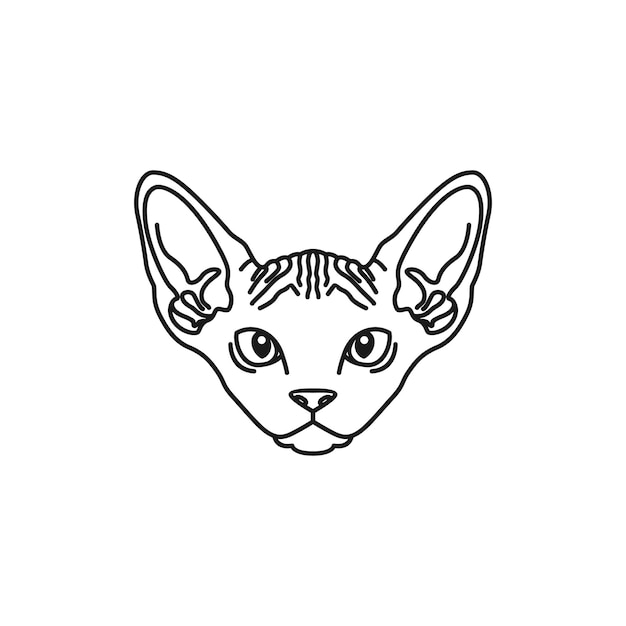 Sfinksi kissan kasvot luonnos mustavalkoinen kuva logo