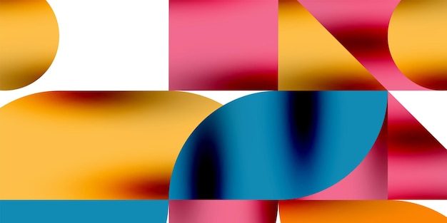 Shadow effect shiny circles and round triangles geometric modern art vector illustration for