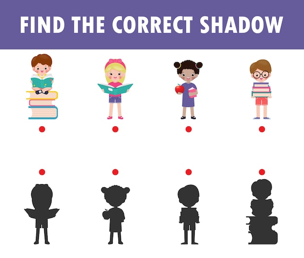 shadow matching game for kids. visual game for kid find the correct shadow.