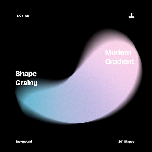 Shape grainy ornament element holo gradient noise texture blurred background