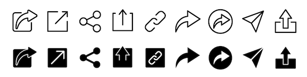 Share icon set Share buttons set